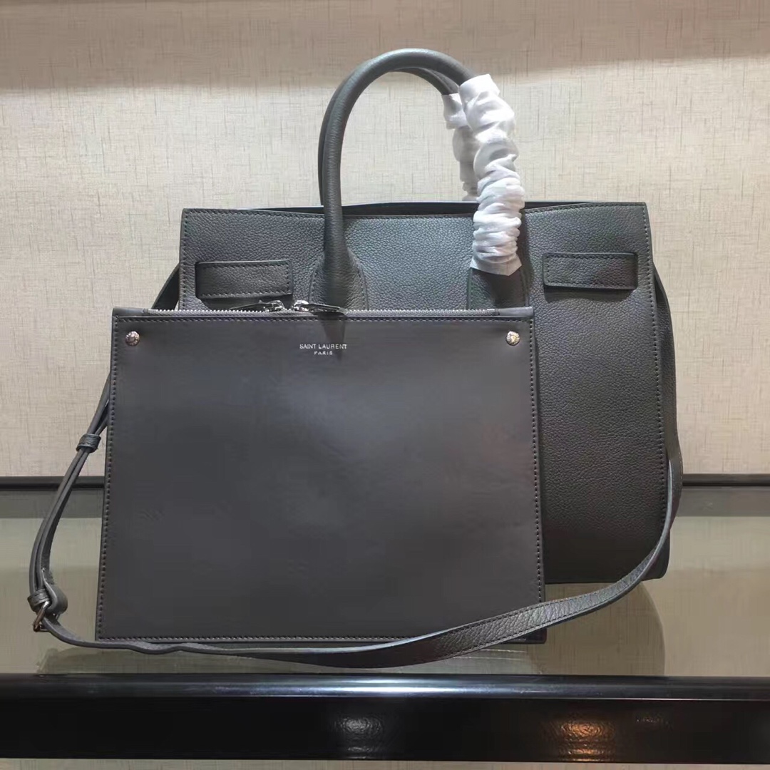 Y51 small classic sac de jour in grained leather grey 378299 32 x 25 x 16.5 cm