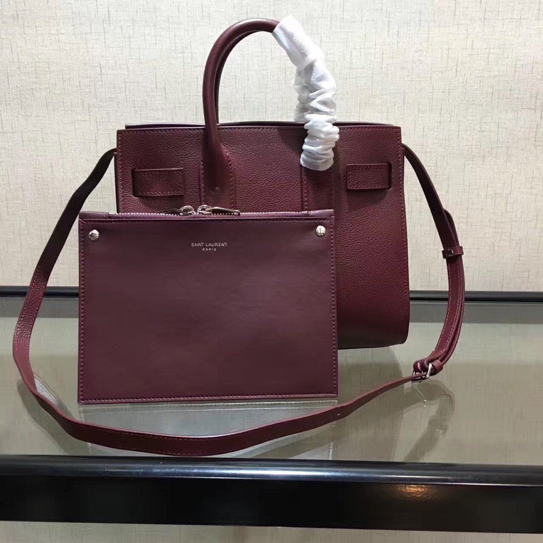 Y51 baby classic sac de jour in grained leather burgundy 421863 26 x 21 x 13 cm
