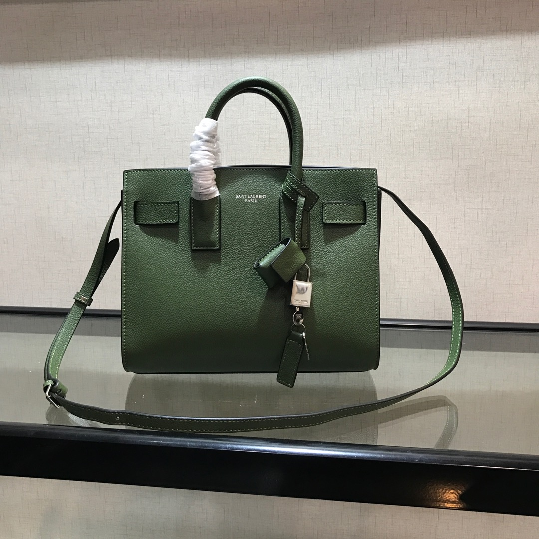 Y51 baby classic sac de jour in grained leather  dark green 421863 26 x 21 x 13 cm