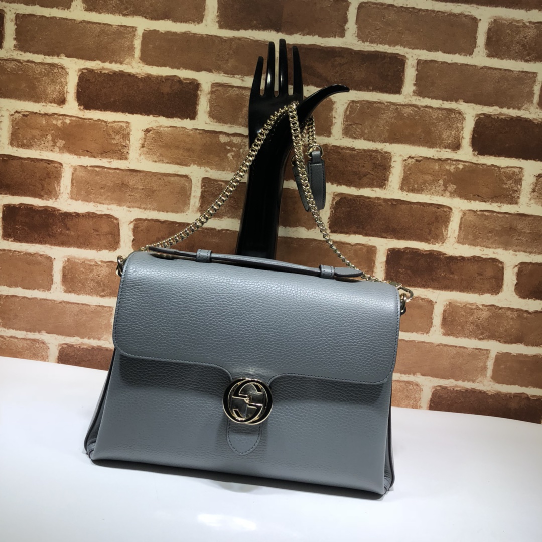 Gvc*1 large interlocking gg shoulder bag grey 510306 32 x 20 x 12 cm