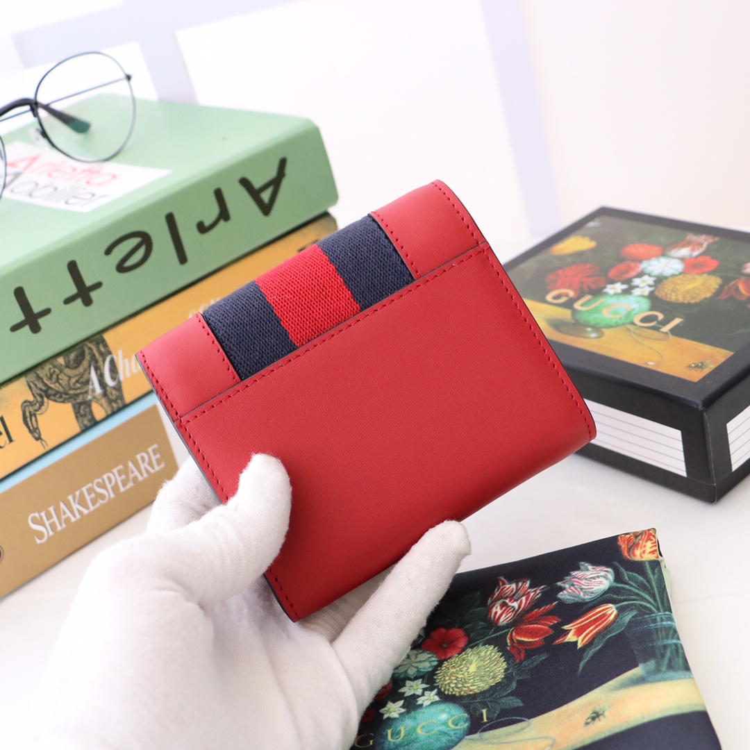 Gvc*1 sylvie tri-fold conpact wallet red 476081 11 x 9.5 x 3 cm