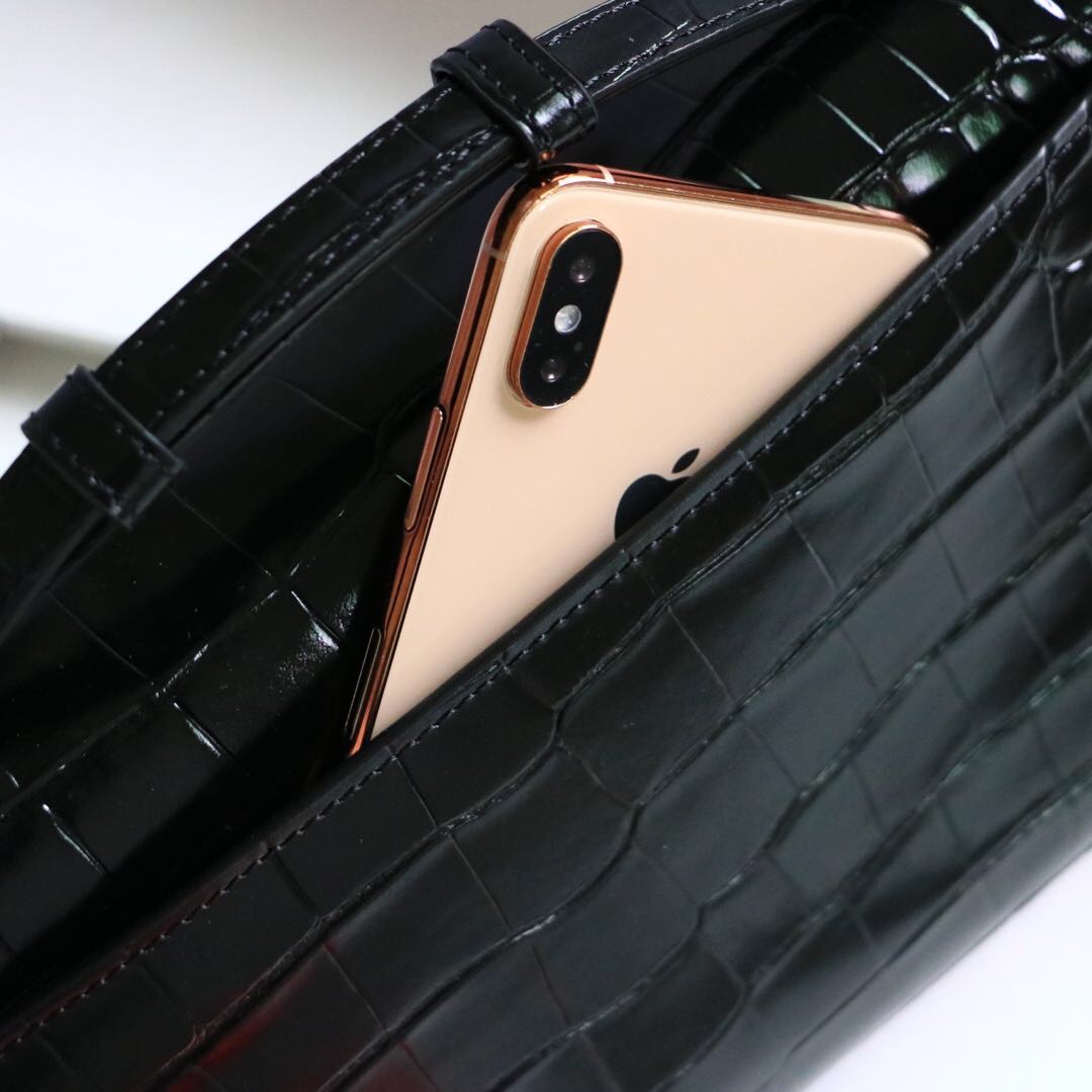 Gvc*1 medium zumi shoulder bag crocodile leather black 572375 24 x 14 x 5 cm