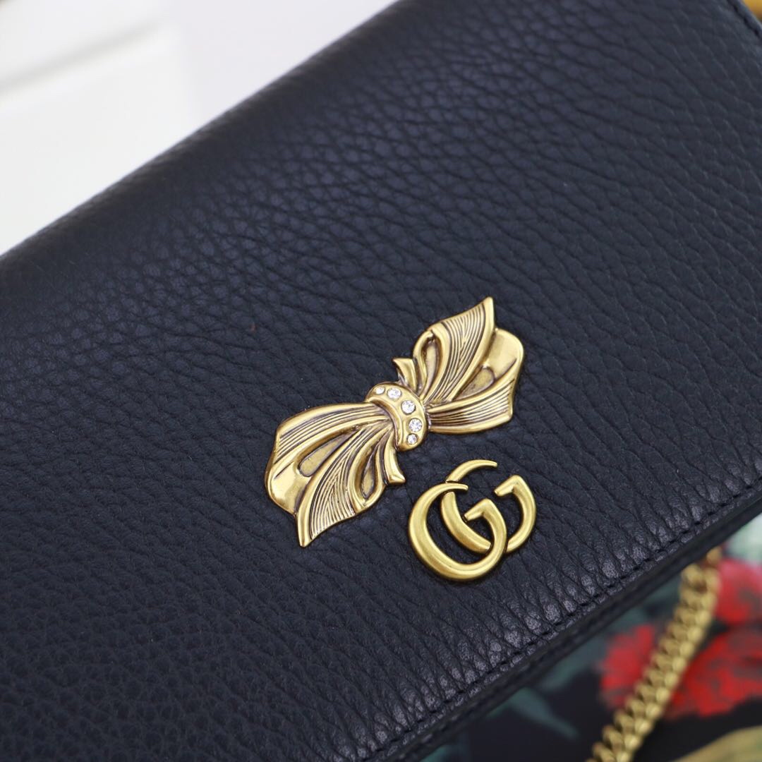 Gvc*1 gg embellished crossbody bag black and pink 524293 18 x 10.5 x 4.5 cm