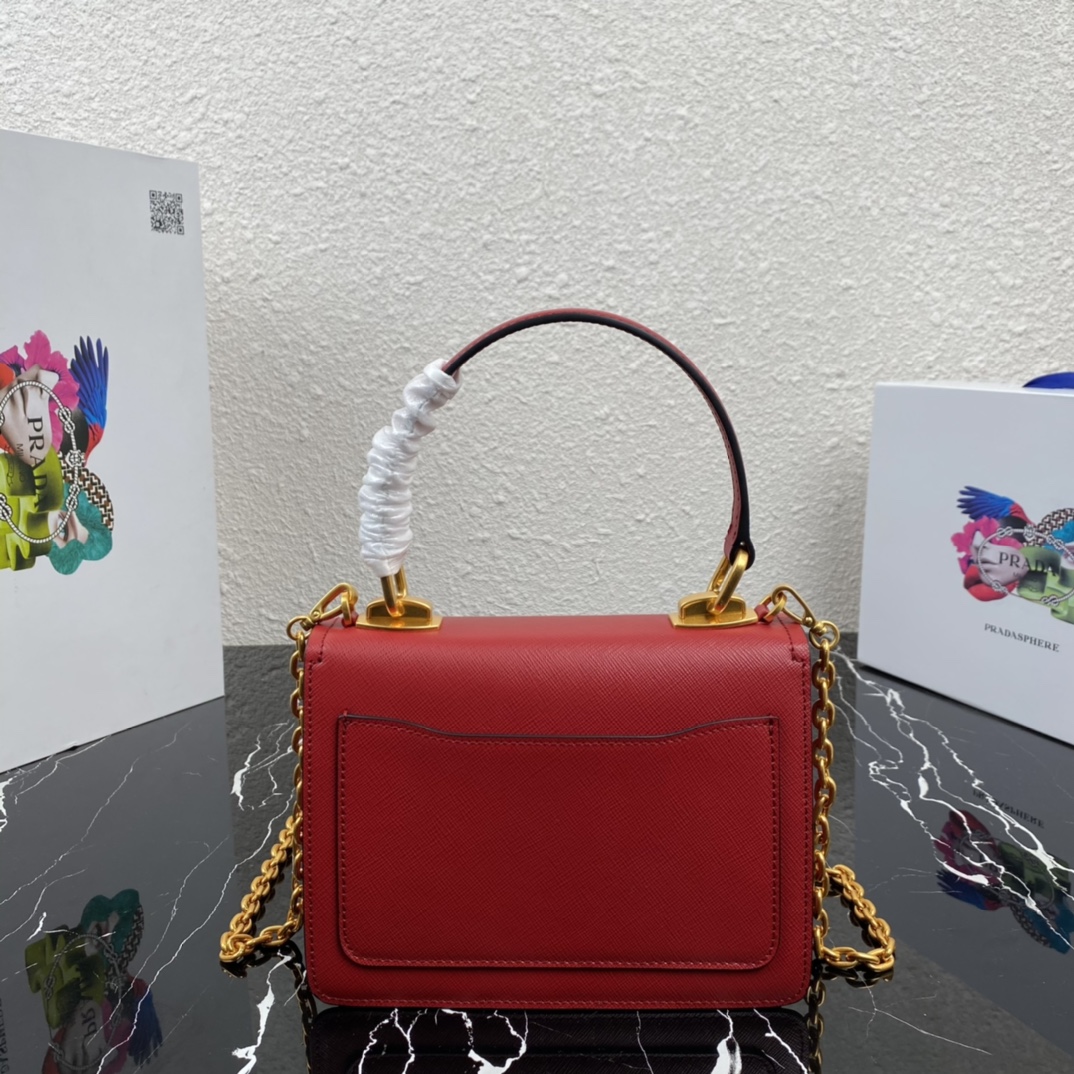 Pra*a symbole saffiano leather symbole bag red 1bn021 20 × 15 × 5 cm