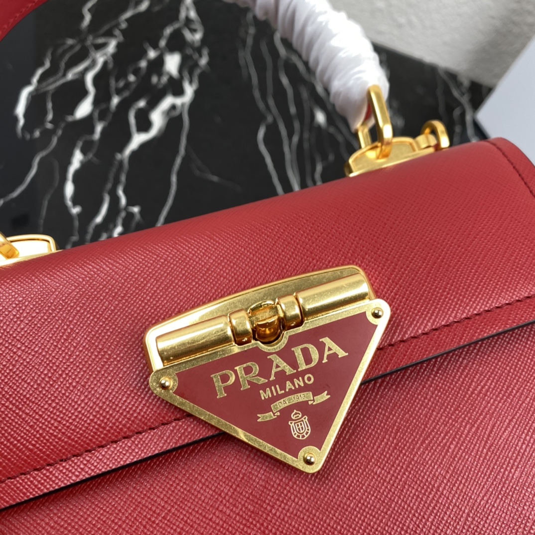 Pra*a symbole saffiano leather symbole bag red 1bn021 20 × 15 × 5 cm