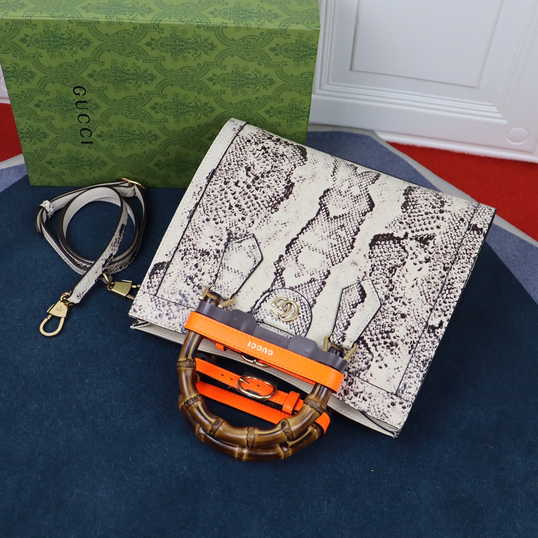 Gvc*1 small diana tote bag white python 660195 27 x 24 x 11 cm