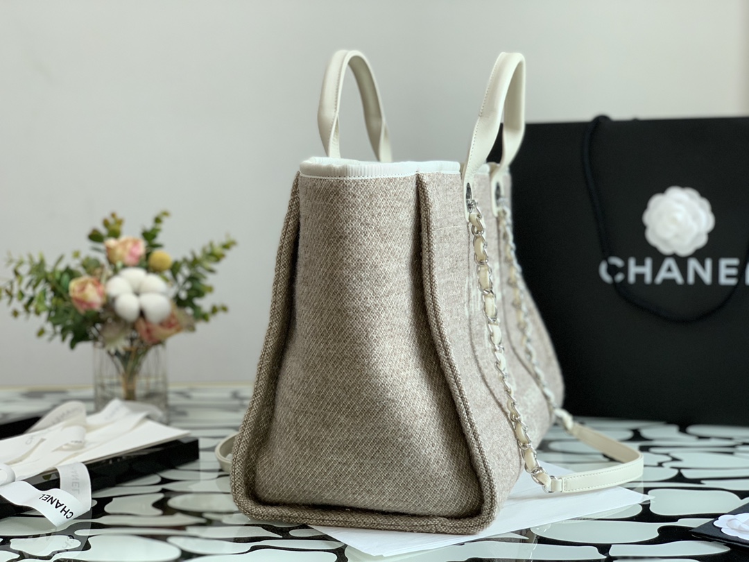 Ch**el deauville tote bag grey 38 cm