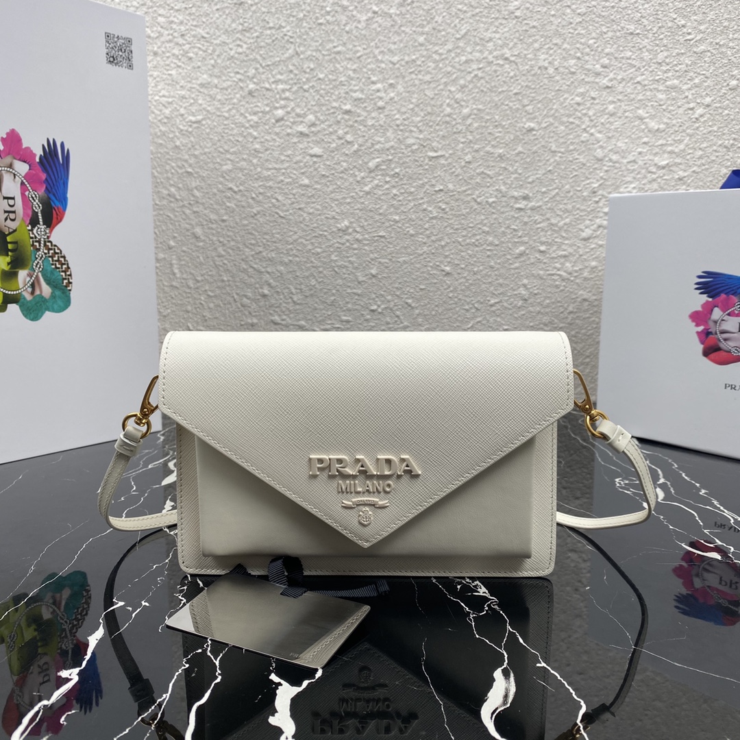 Pra*a mini saffiano leather bag white 1bp020 20 x 12 x 4 cm