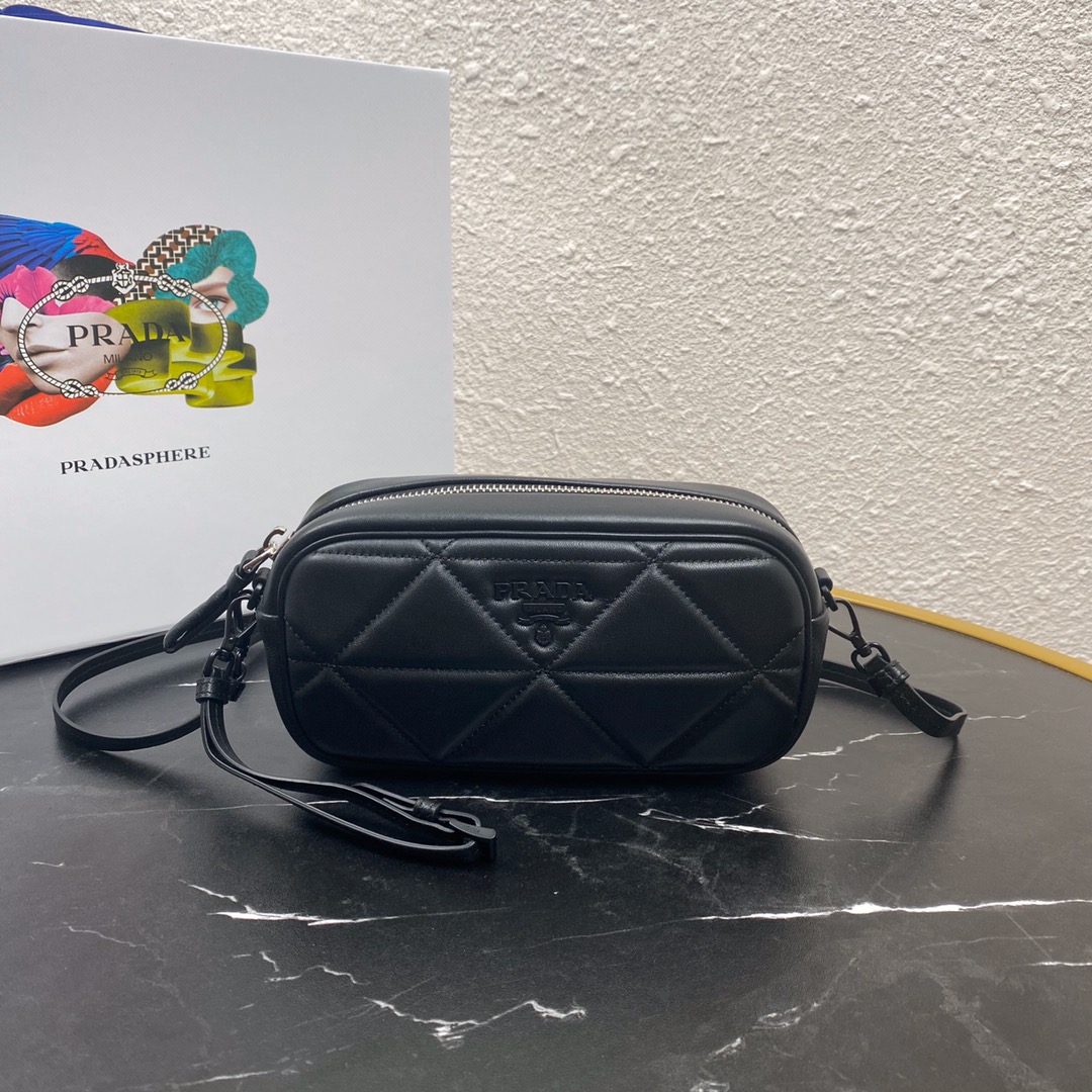 Pra*a mini spectrum quilted nappa leather black 1dh046 10 x 19  x 5.5 cm