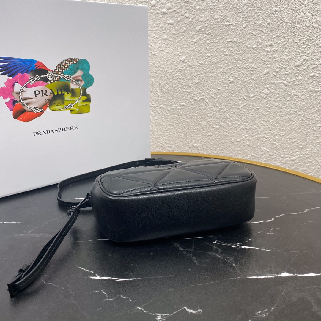 Pra*a mini spectrum quilted nappa leather black 1dh046 10 x 19  x 5.5 cm