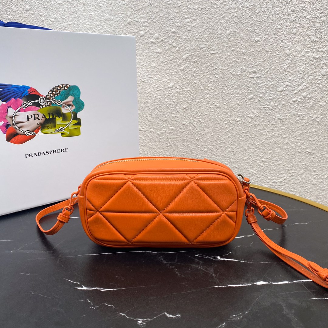 Pra*a mini spectrum quilted nappa leather orange 1dh046 10 x 19  x 5.5 cm