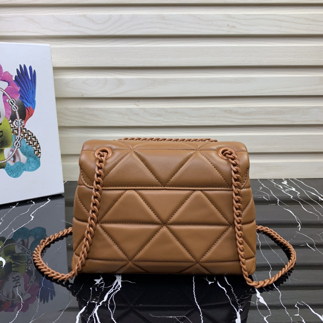 Pra*a small spectrum nappa leather bag brown 1bd233 23 x 17 x 8 cm