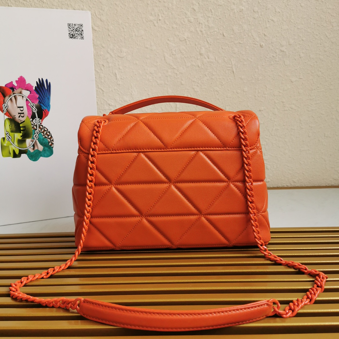 Pra*a large nappa leather Pra*a spectrum bag orange 1bd231 27 × 18.5 × 9 cm