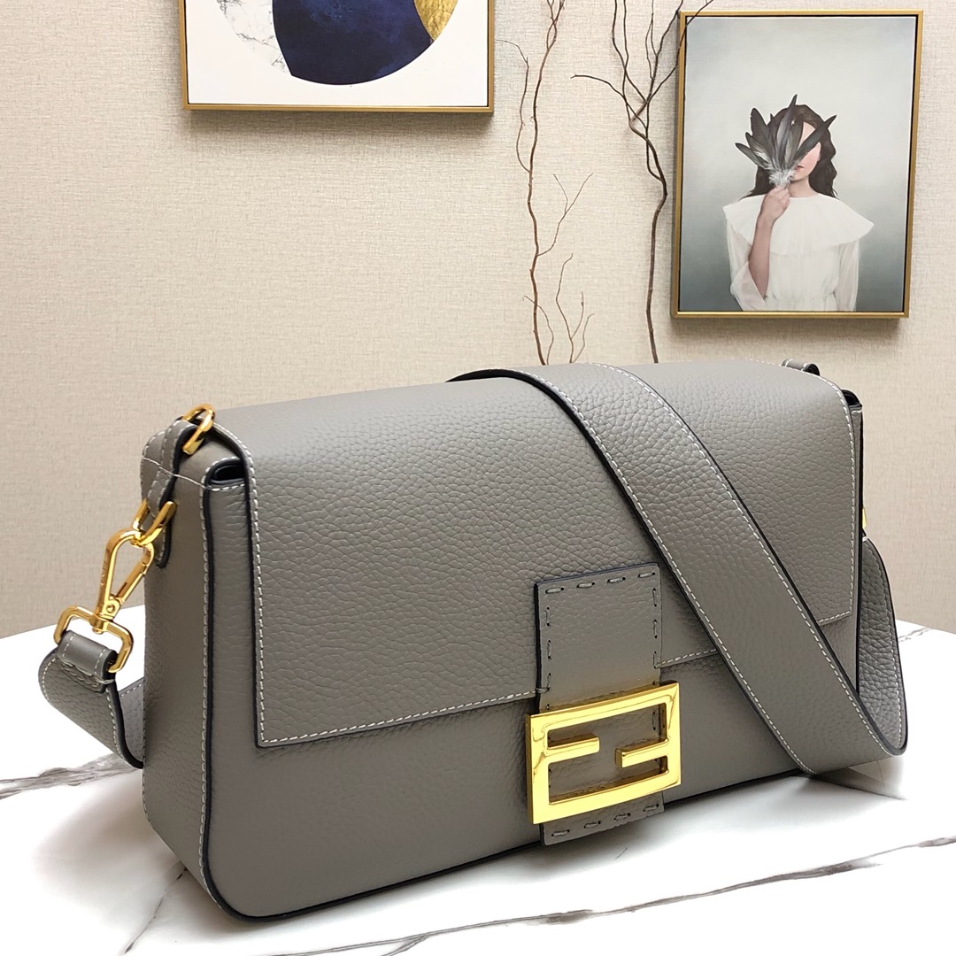 F**di large 1997 baguette leather grey 33 x 18 x 5.5 cm