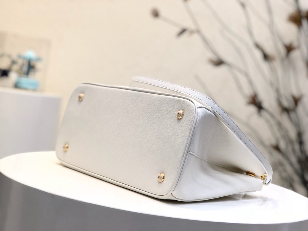 Pra*a large galleria saffiano leather bag white 1ba274 32 × 24 × 14 cm