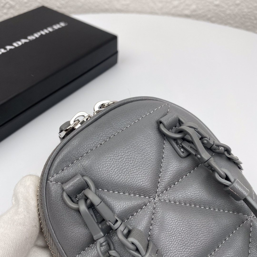 Pra*a mini spectrum quilted nappa leather grey 1dh030 10.5 x 18 cm