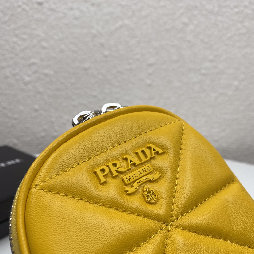 Pra*a mini spectrum quilted nappa leather yellow 1dh030 10.5 x 18 cm