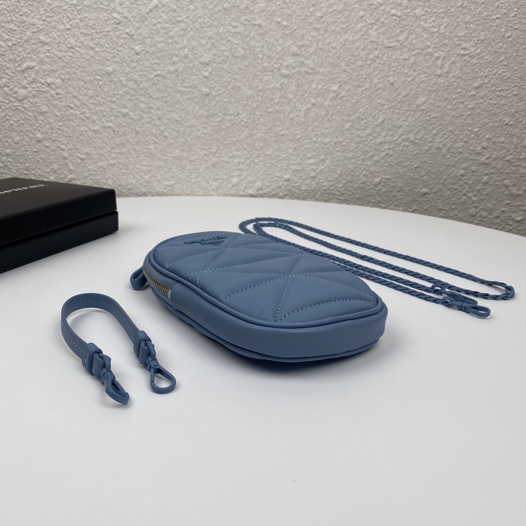 Pra*a mini spectrum quilted nappa leather blue 1dh030 10.5 x 18 cm