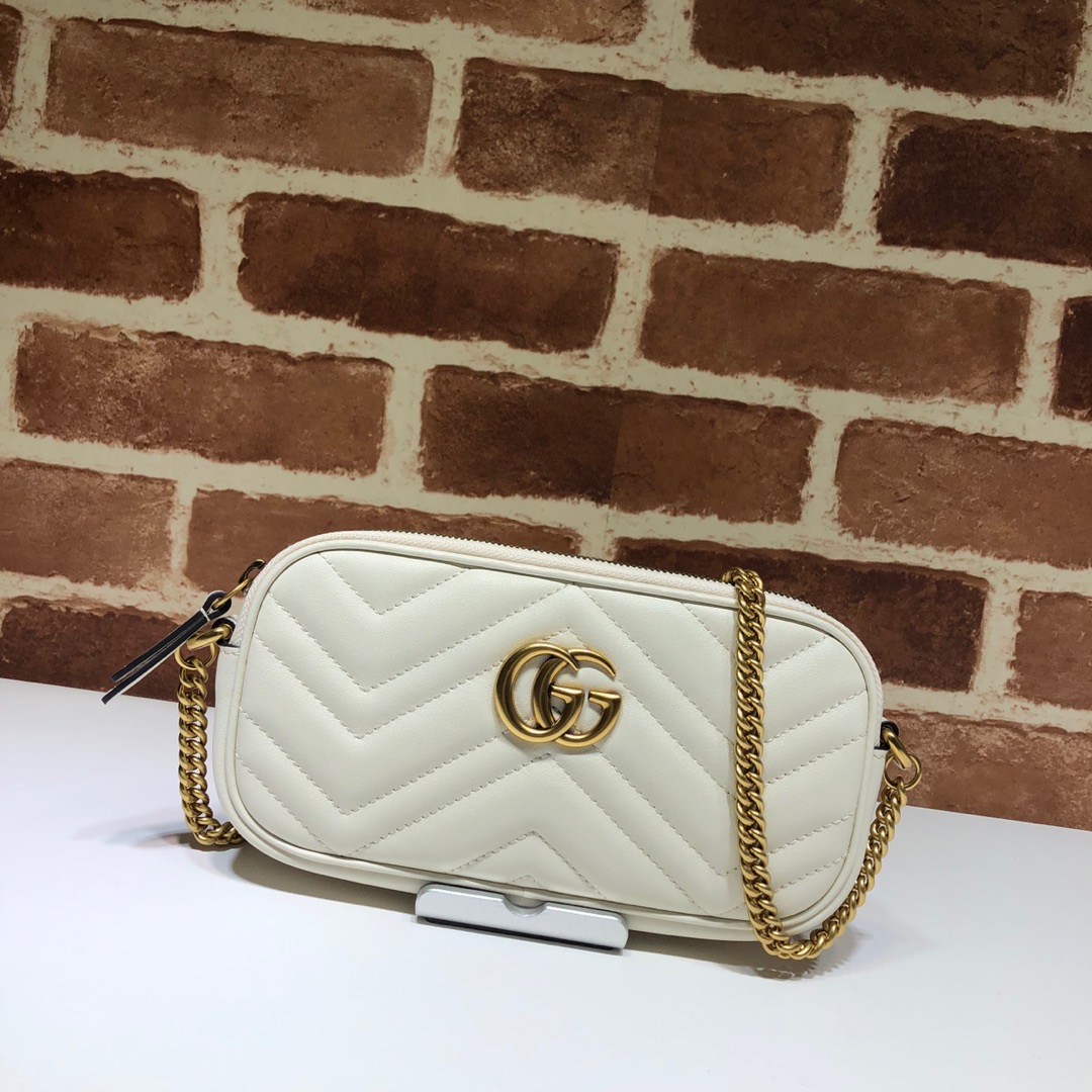 Gvc*1 gg marmont crossbody bag leather white 598596 19 x 10 cm