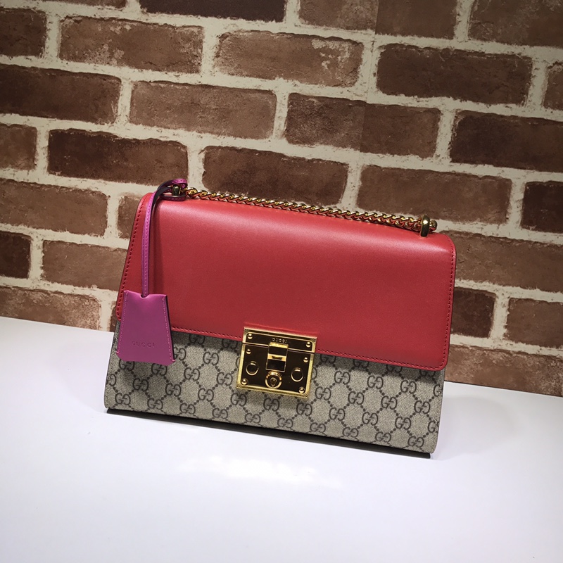 Gvc*1 medium padlock gg svp*me shoulder bag pink leather top 409486 30 x 19 x 10 cm