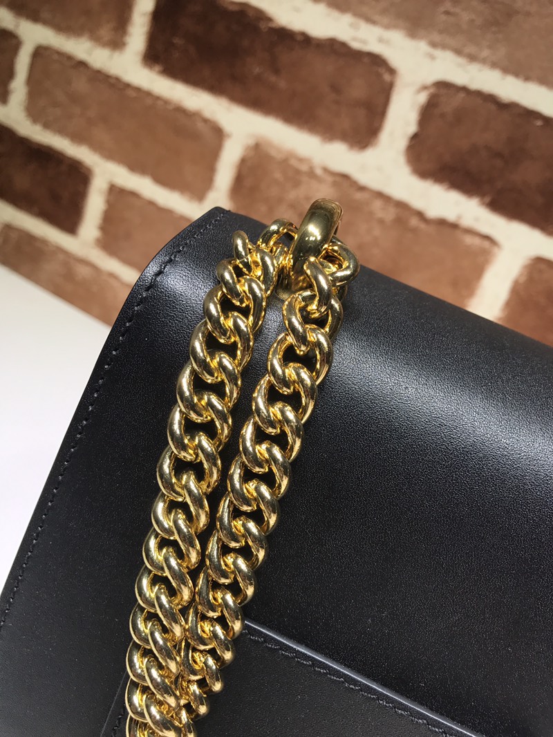 Gvc*1 medium padlock shoulder bag leather black 409486 30 x 19 x 10 cm