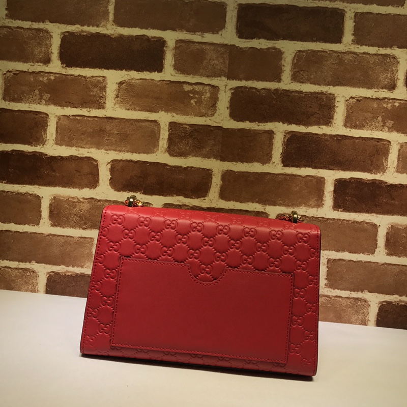 Gvc*1 medium padlock Gvc*1 signature shoulder bag leather red 409486 30 x 19 x 10 cm