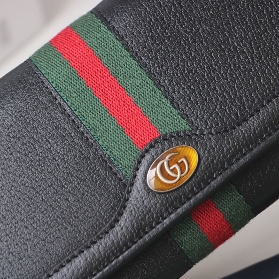 Gvc*1 ophidia gg chain wallet leather black 546592 19 x 10 x 3.5 cm