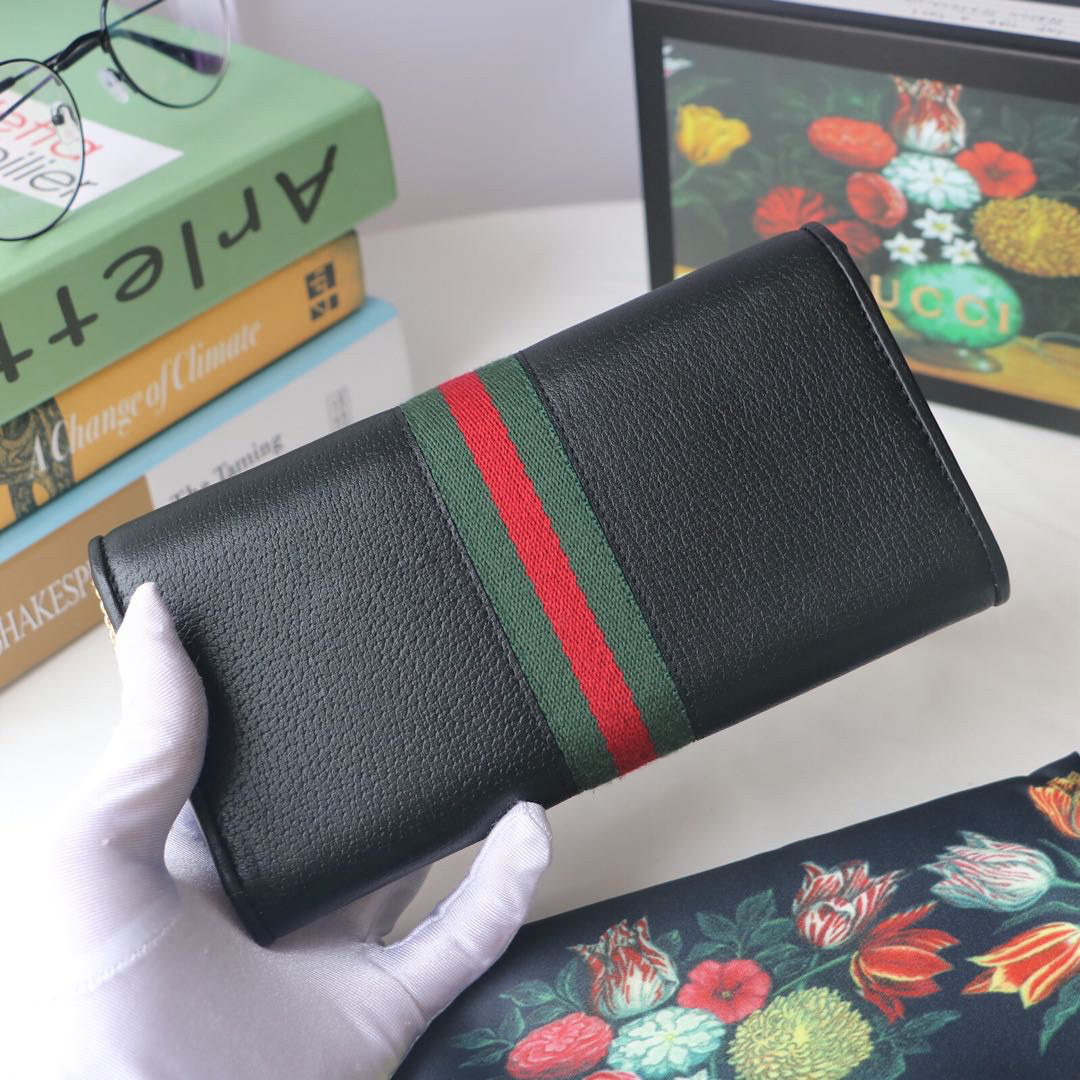 Gvc*1 ophidia gg chain wallet leather black 546592 19 x 10 x 3.5 cm