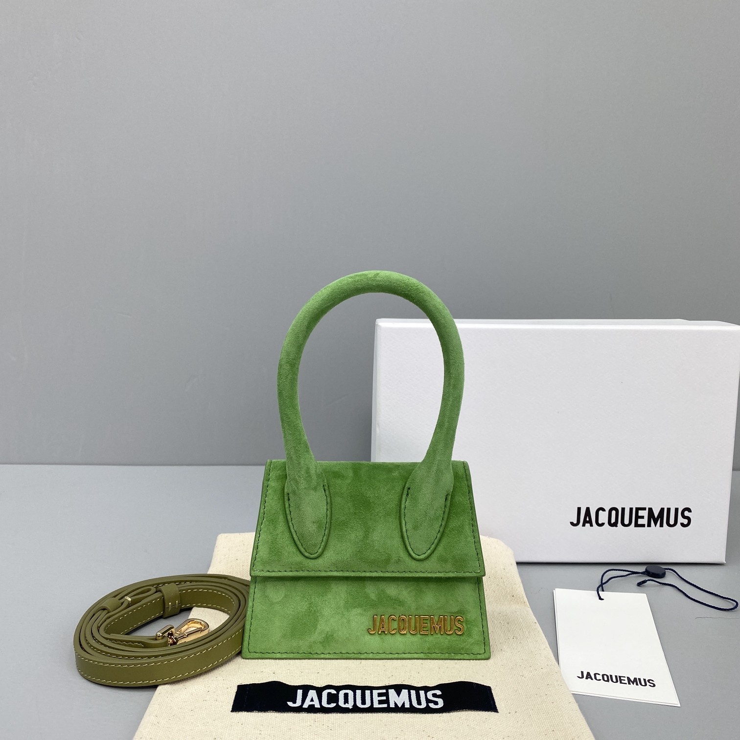 JACQUEMUS LE CHIQUITO Mini Velvet Bag Green 213BA01 12 x 8 x 5 cm