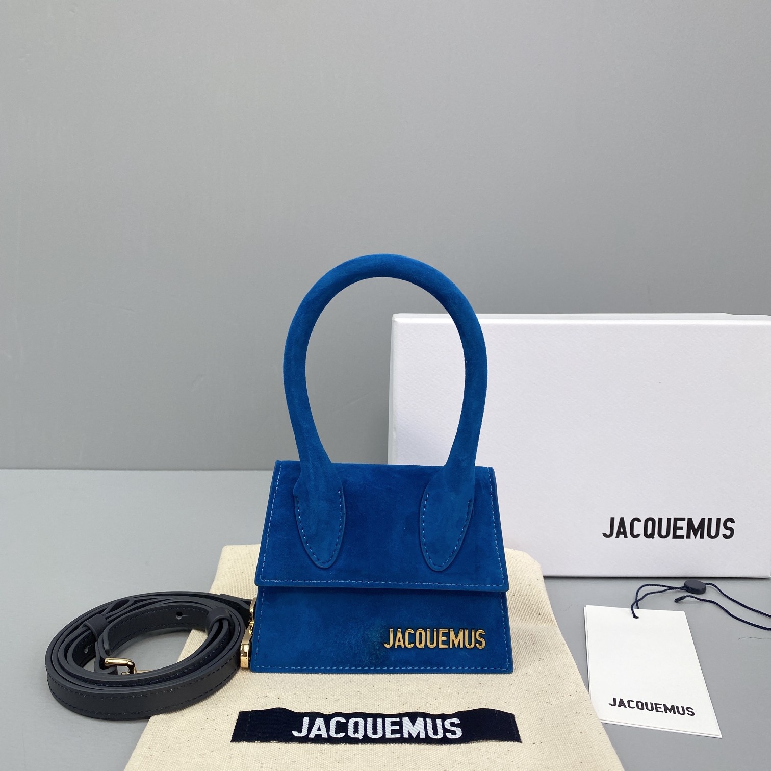 JACQUEMUS LE CHIQUITO Mini Velvet Bag Blue 213BA01 12 x 8 x 5 cm