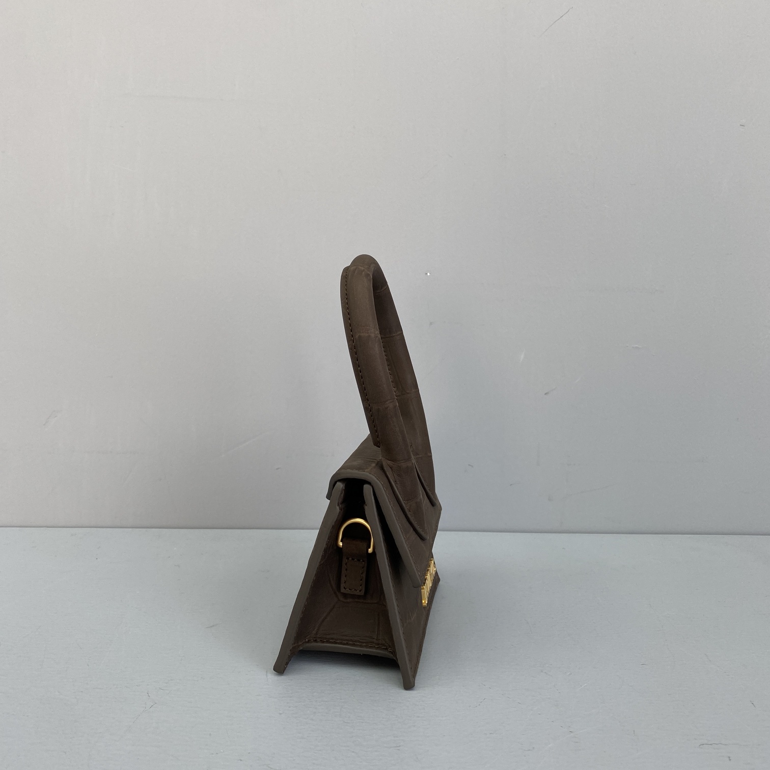 JACQUEMUS LE CHIQUITO Mini Crocodile Leather Bag Dark Brown 213BA01 12 x 8 x 5 cm