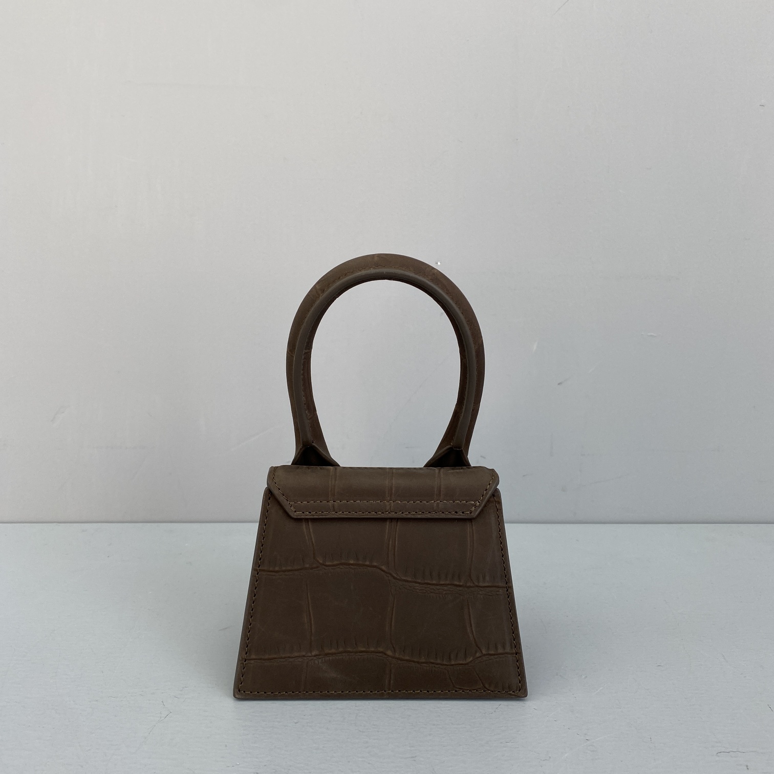 JACQUEMUS LE CHIQUITO Mini Crocodile Leather Bag Dark Brown 213BA01 12 x 8 x 5 cm