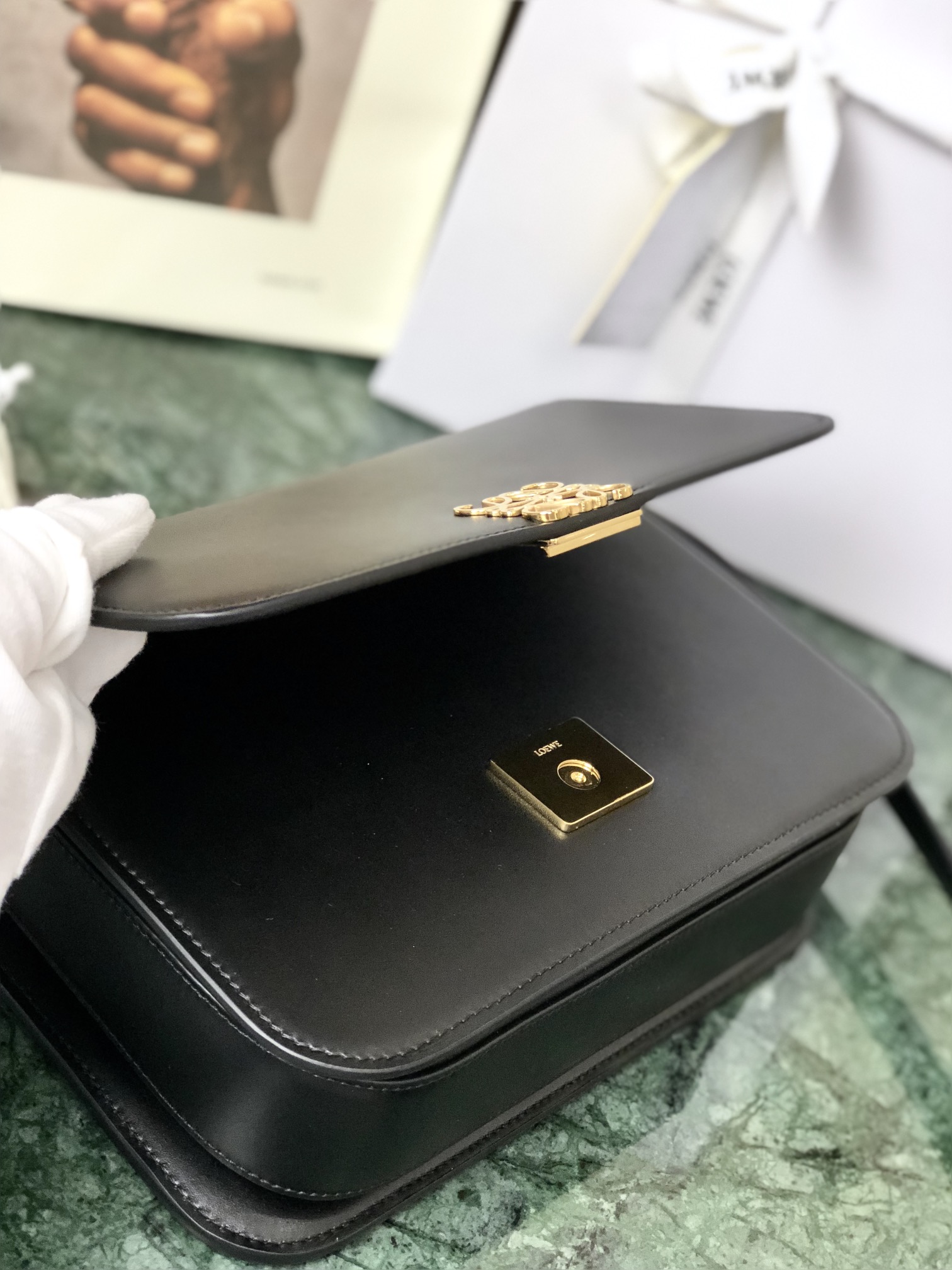 L0ew* small goya bag silk calfskin black a896n09x01 18.5 x 12.5 x 6 cm