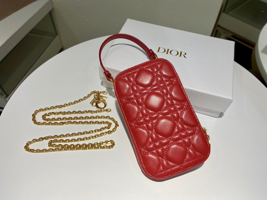 D10r lady D10r phone holder cannage lambskin red s0872 18 cm