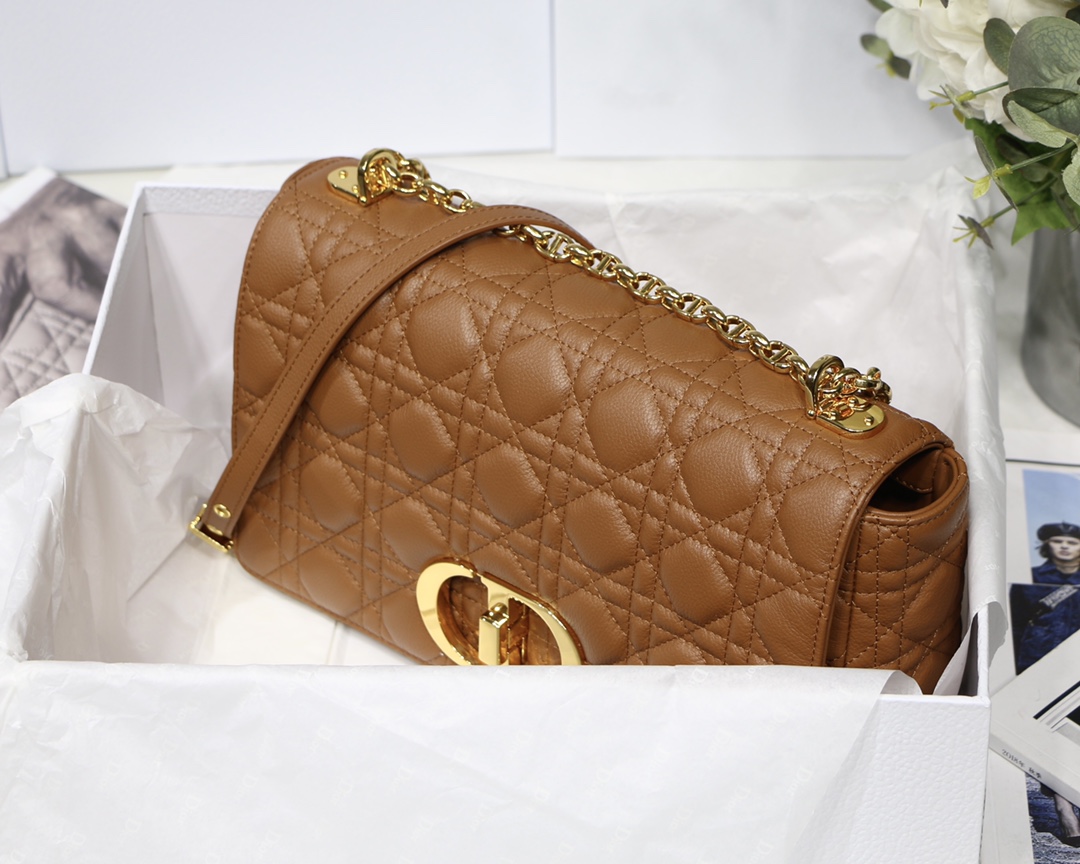 d10r large caro bag S*pple cannage calfskin caramel m9243 28 x 17 x 9 cm