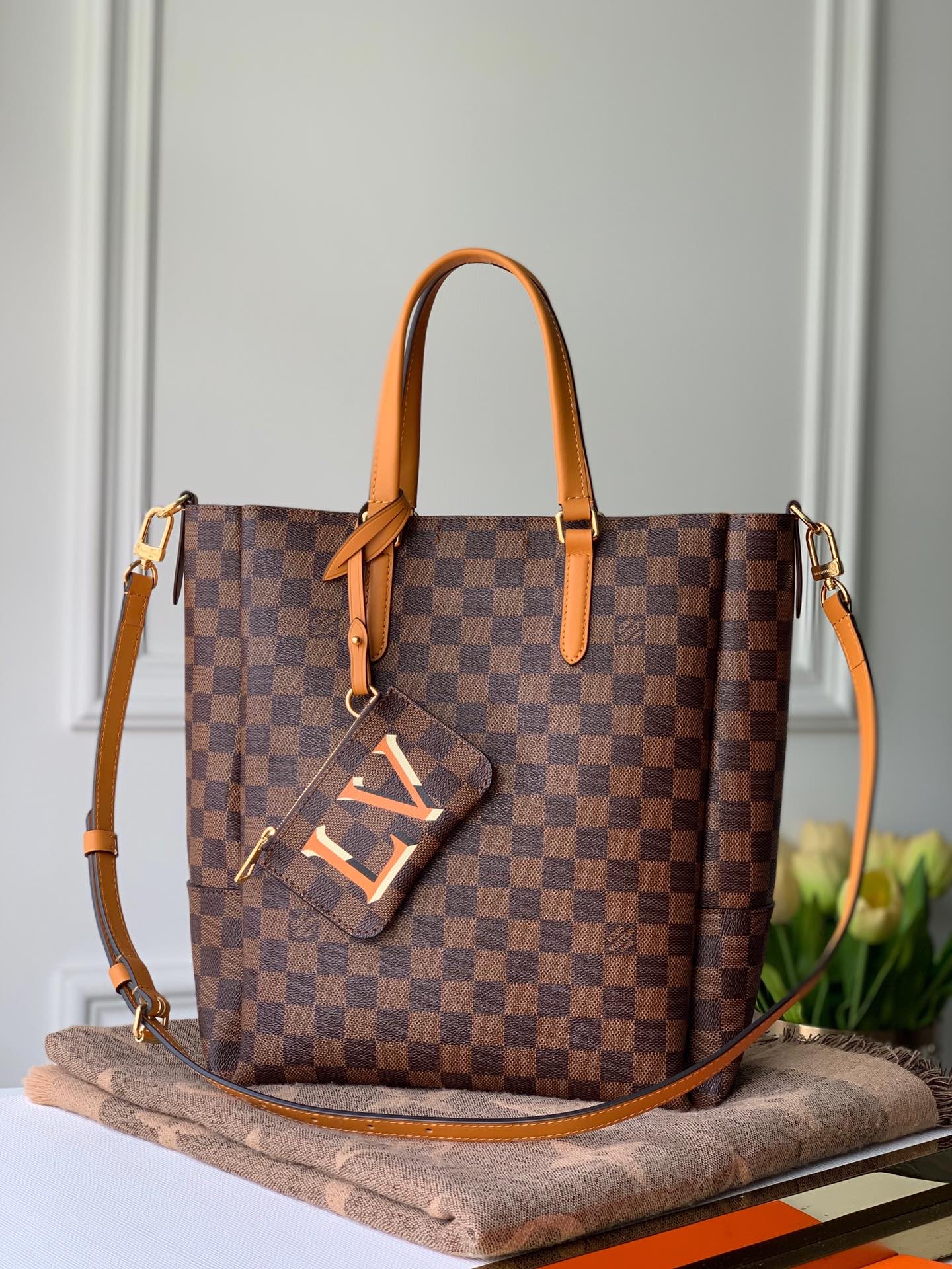 l0vis Vvtt0n belmont pm damier ebene canvas tan n60297 28 x 32 x 14 cm