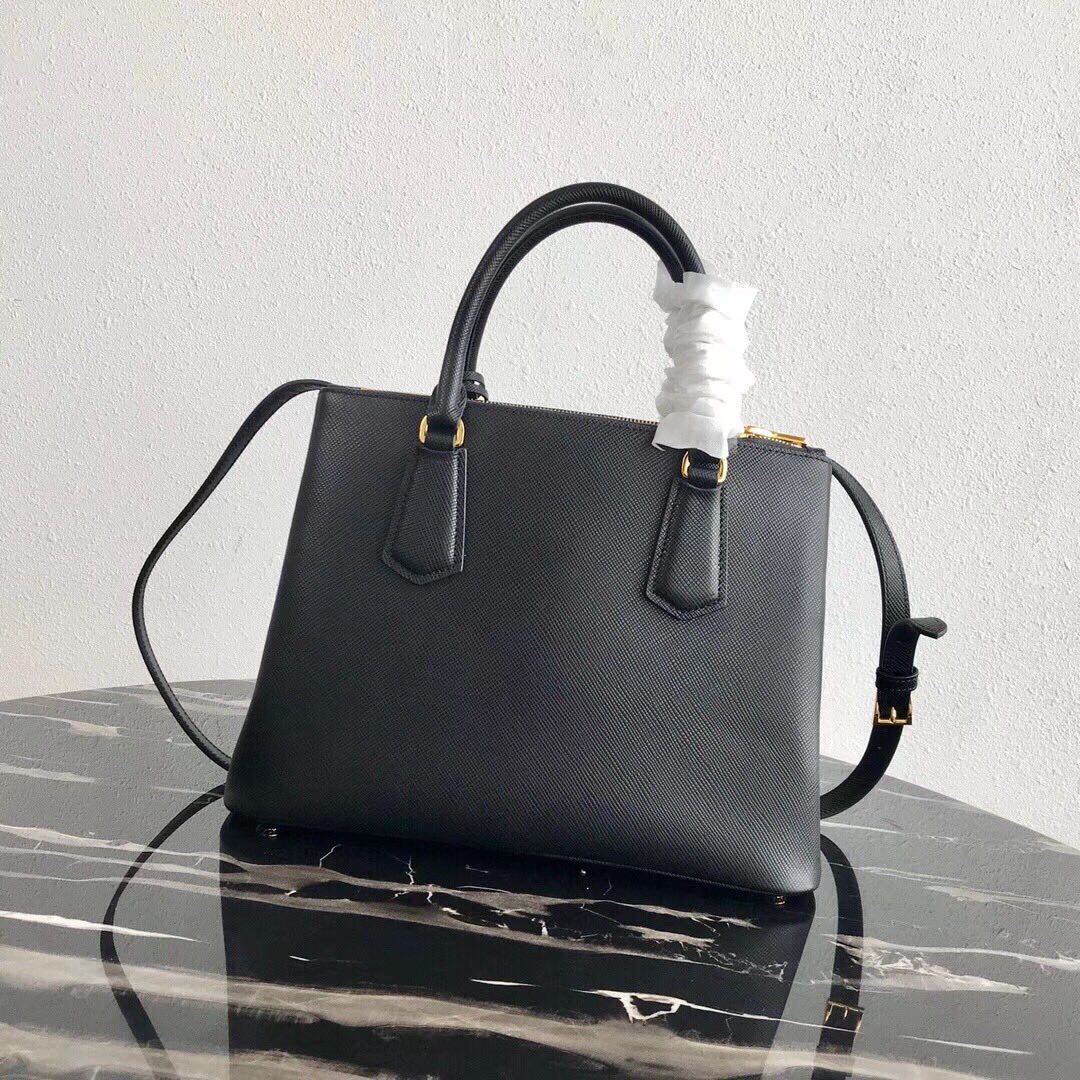 Pra*a medium galleria saffiano black 1ba232 31 × 22.5 × 13.5 cm