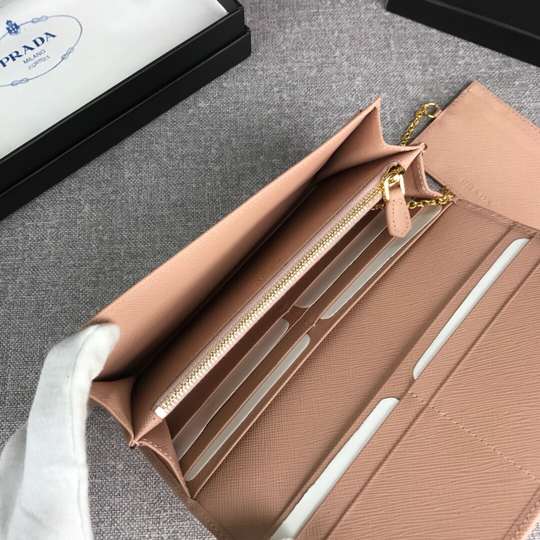 Pra*a large saffiano leather wallet cameo beige 1mh132 18.7 x 9.5 cm