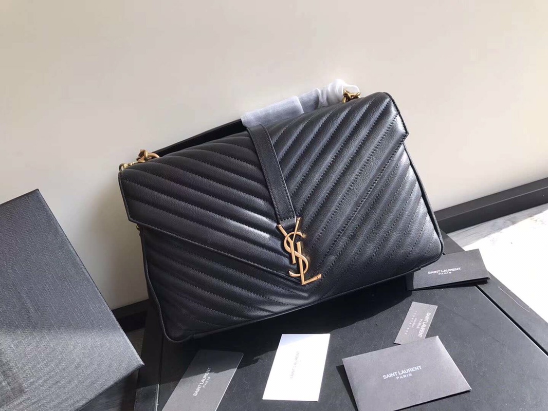 Y51 large college tote leather gold metal black 392738 32 x 21 x 8 cm