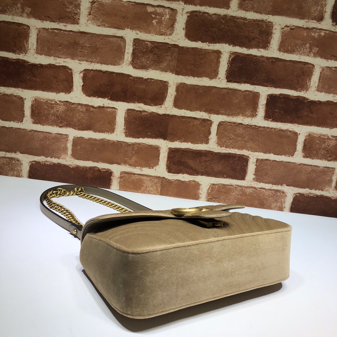 Gvc*1 gg marmont small shoulder bag velvet light beige ‎443497 26 x 15 x 7 cm