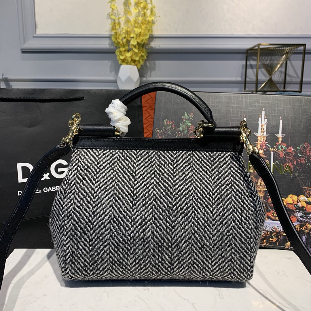 DOLCE & GABBANA Medium Dauphine Leather Sicily Bag BB6002 25 x 12 x 22 cm