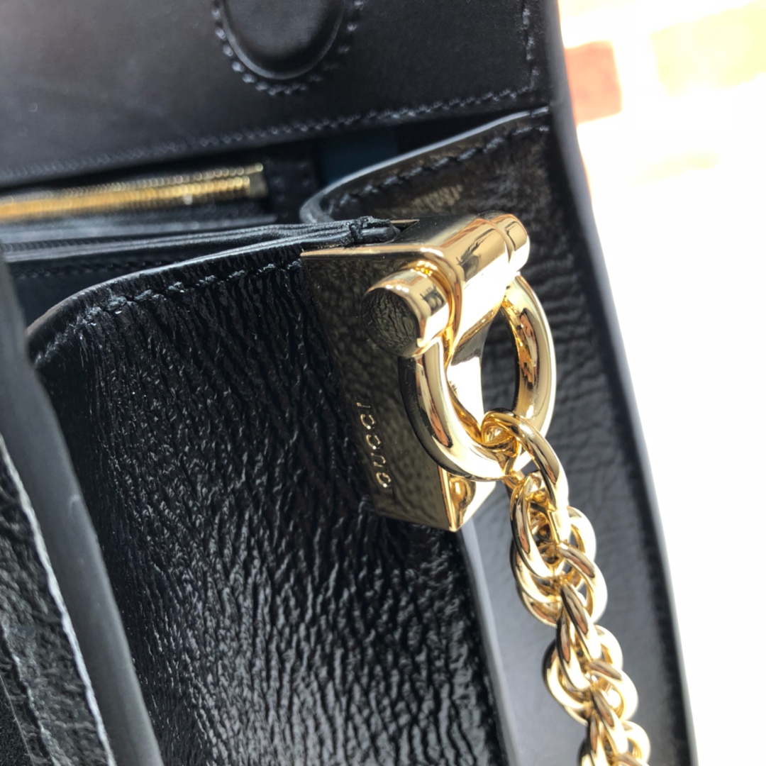 Gvc*1 medium ophidia gg shoulder bag in velvet black 503876 32.5 x 20 x 10 cm