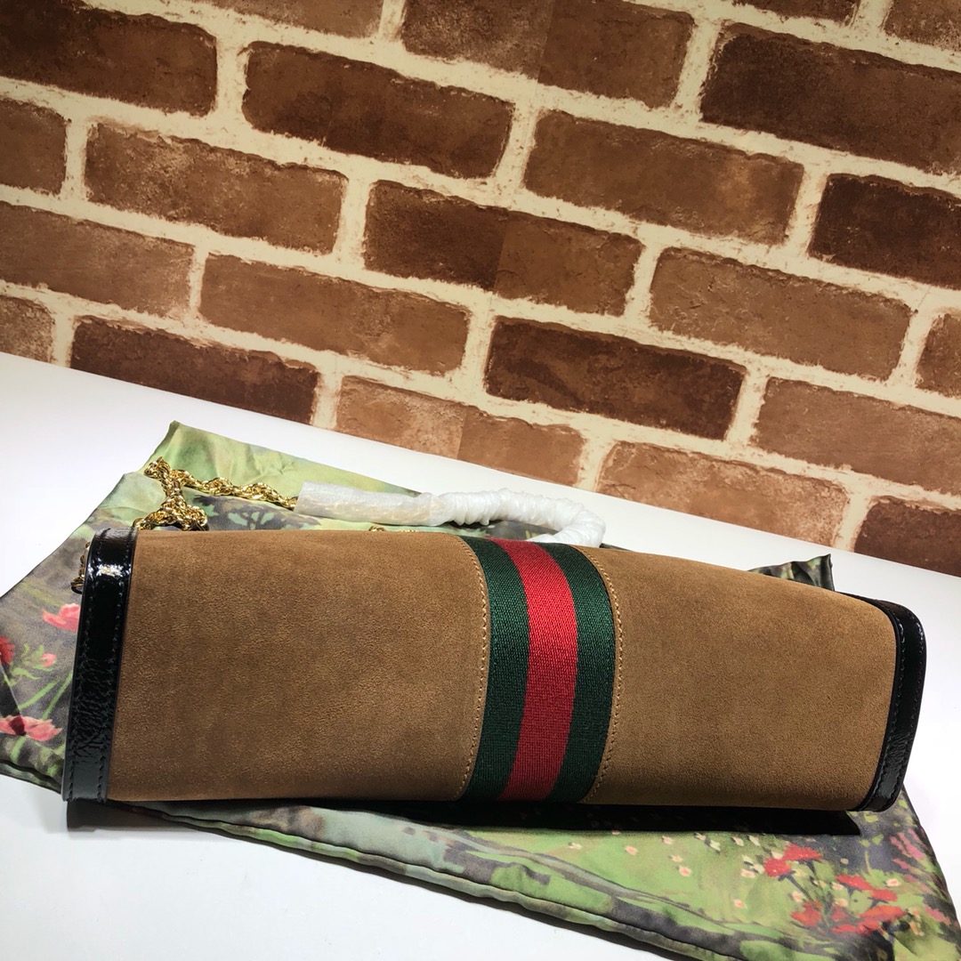 Gvc*1 medium ophidia gg shoulder bag in velvet tan/black 503876 32.5 x 20 x 10 cm