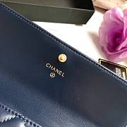 Ch**el long wallet smooth leather navy a80286 19 x 10.5 x 3 cm