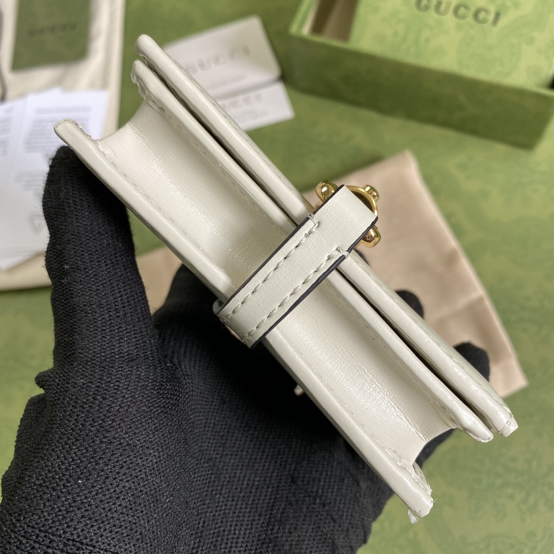 Gvc*1 jackie 1961 card case wallet gg white ‎645536 11 × 8.5 x 3 cm