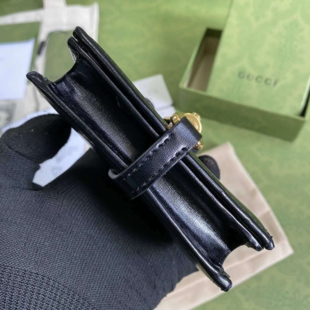 Gvc*1 jackie 1961 card case wallet gg black ‎645536 11 × 8.5 x 3 cm