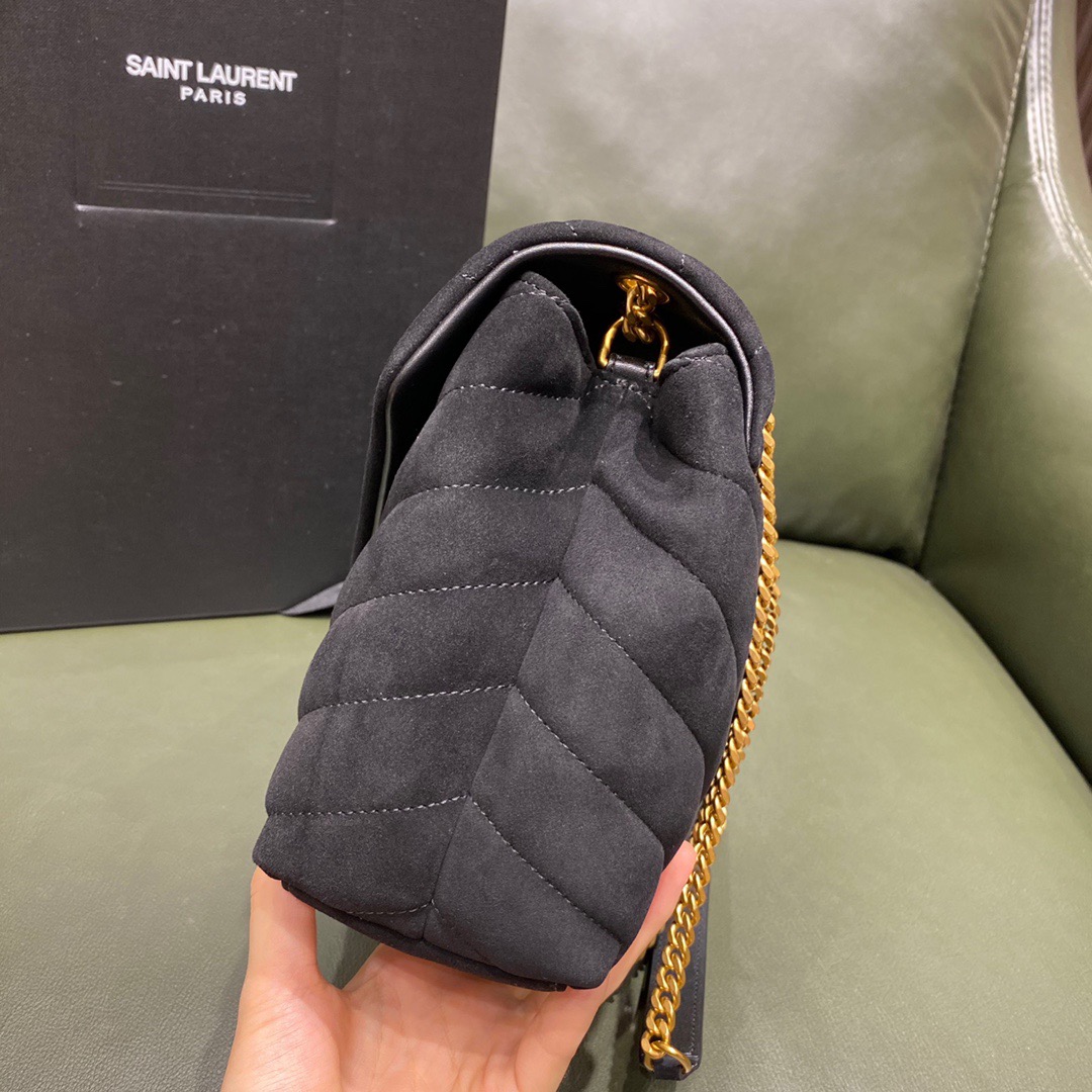 Y51 small loulou in matelassé "y" black suede 5749461 25 x 17 x 9 cm