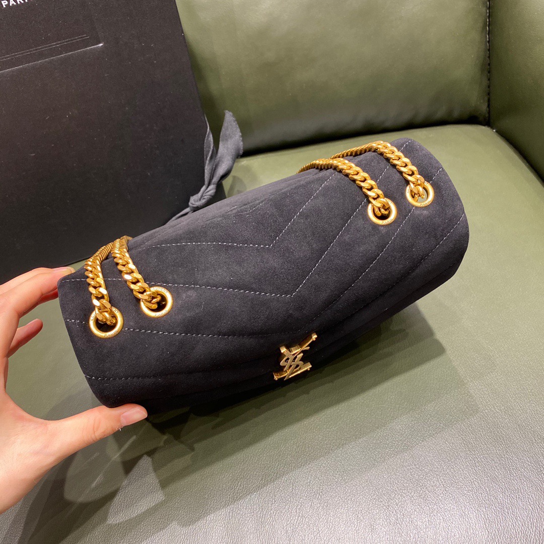 Y51 small loulou in matelassé "y" black suede 5749461 25 x 17 x 9 cm