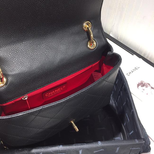 Ch**el small grained calfskin flap bag black as1459 16 x 23 x 9 cm