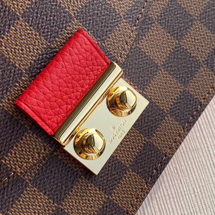 l0vis Vvtt0n croisette chain wallet damier ebene scarlet n60288 21 x 13.5 x 5 cm